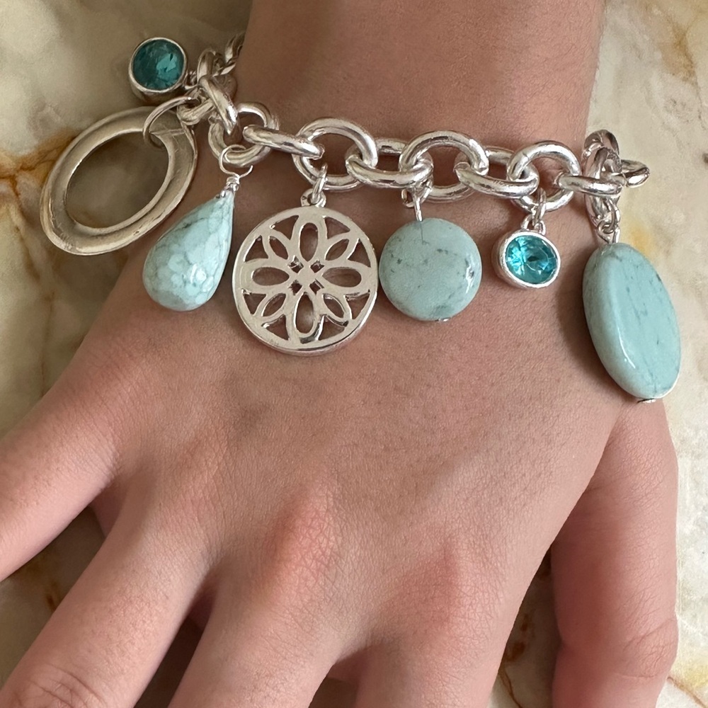 925 sterling Silver and Blue Charm Bracelet​